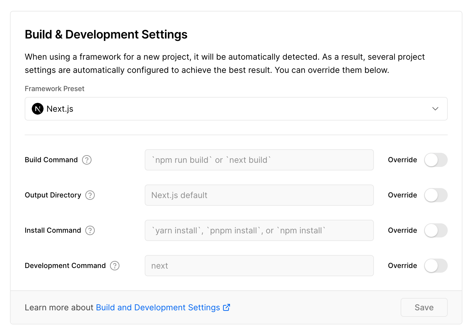 Vercel Build Settings